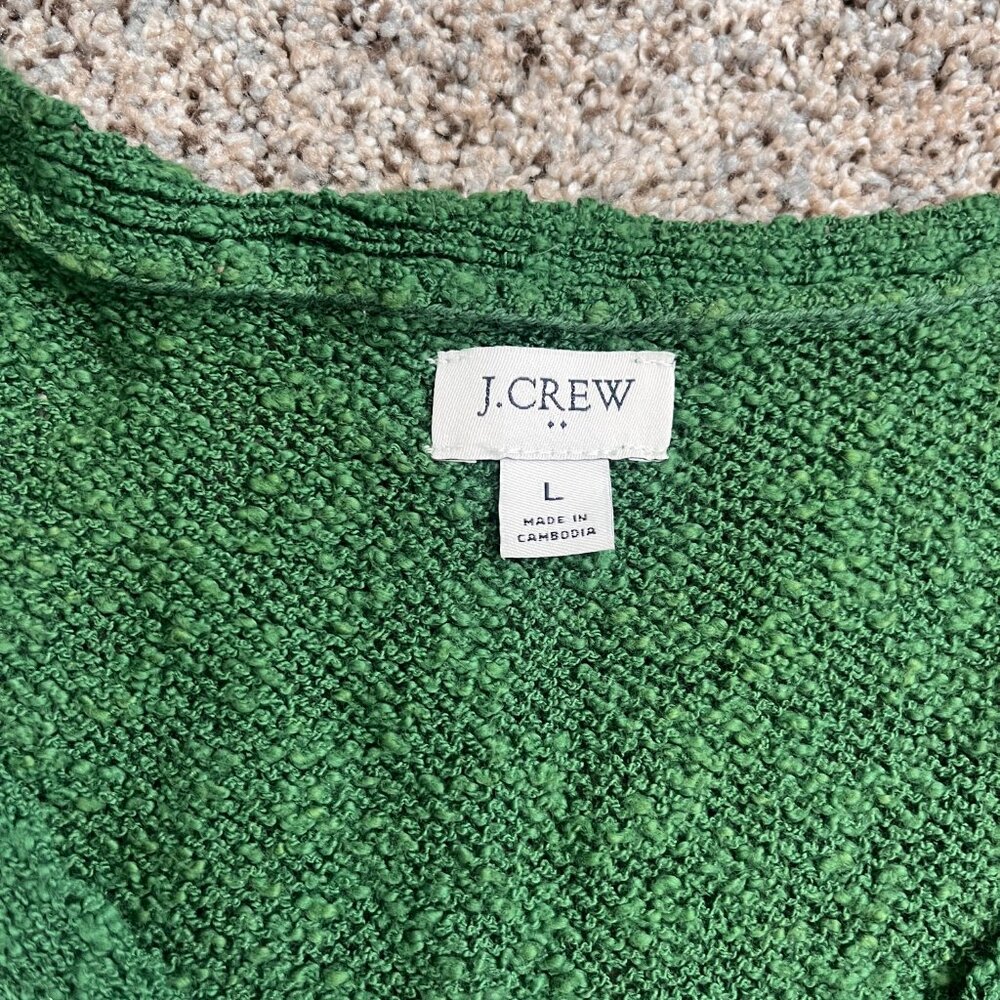 J.Crew Bouclé Textured V-Neck Sweater Tank Green Large - Picture 3 of 8
